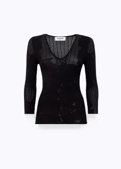 FITTED SWEATER WITH FLORAL PATTERN