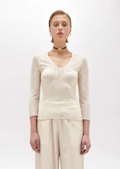 FITTED SWEATER WITH FLORAL PATTERN