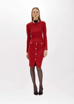 FITTED SWEATER WITH JEWEL BUTTONS