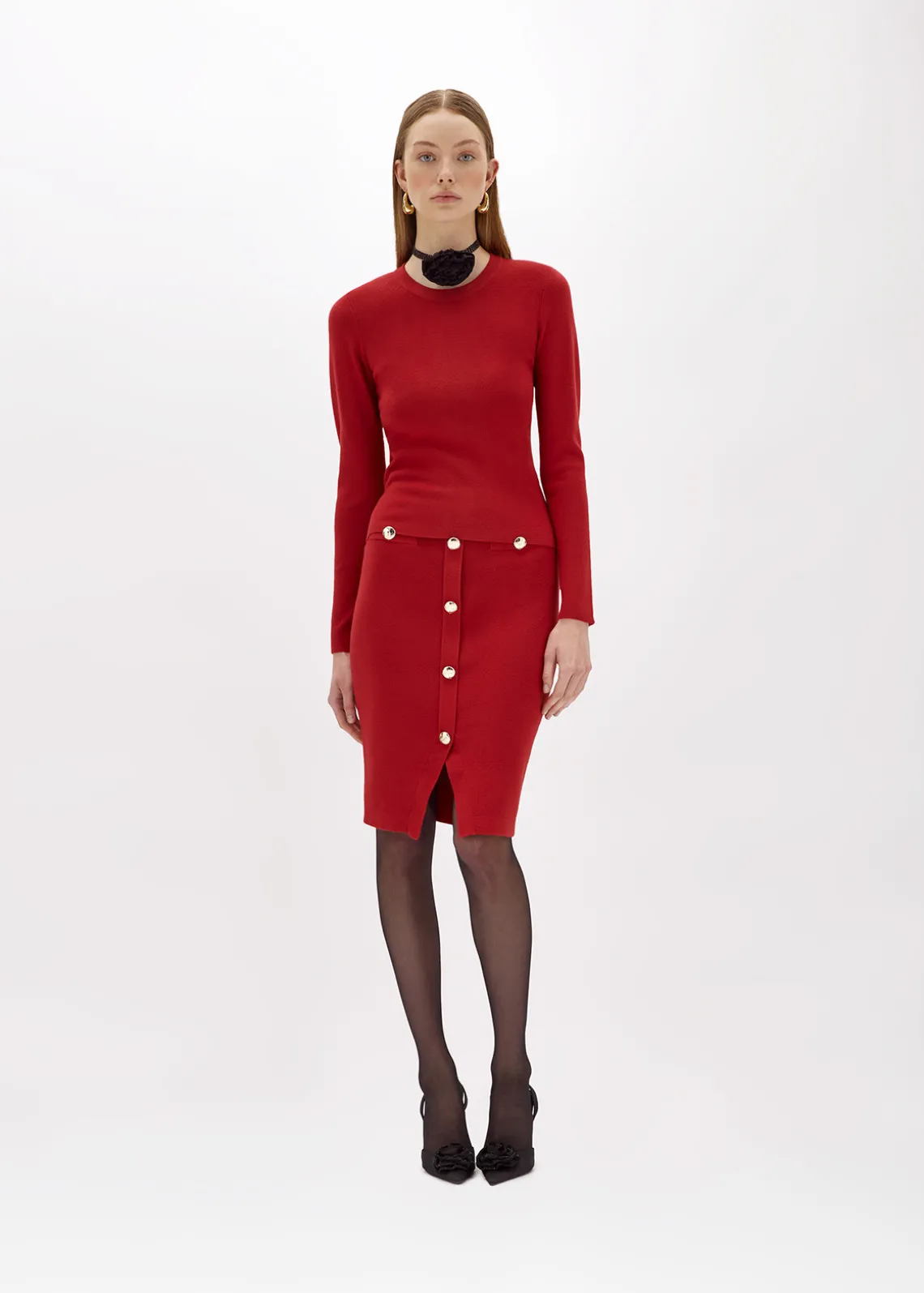 FITTED SWEATER WITH JEWEL BUTTONS