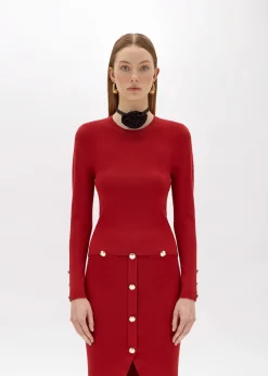 FITTED SWEATER WITH JEWEL BUTTONS