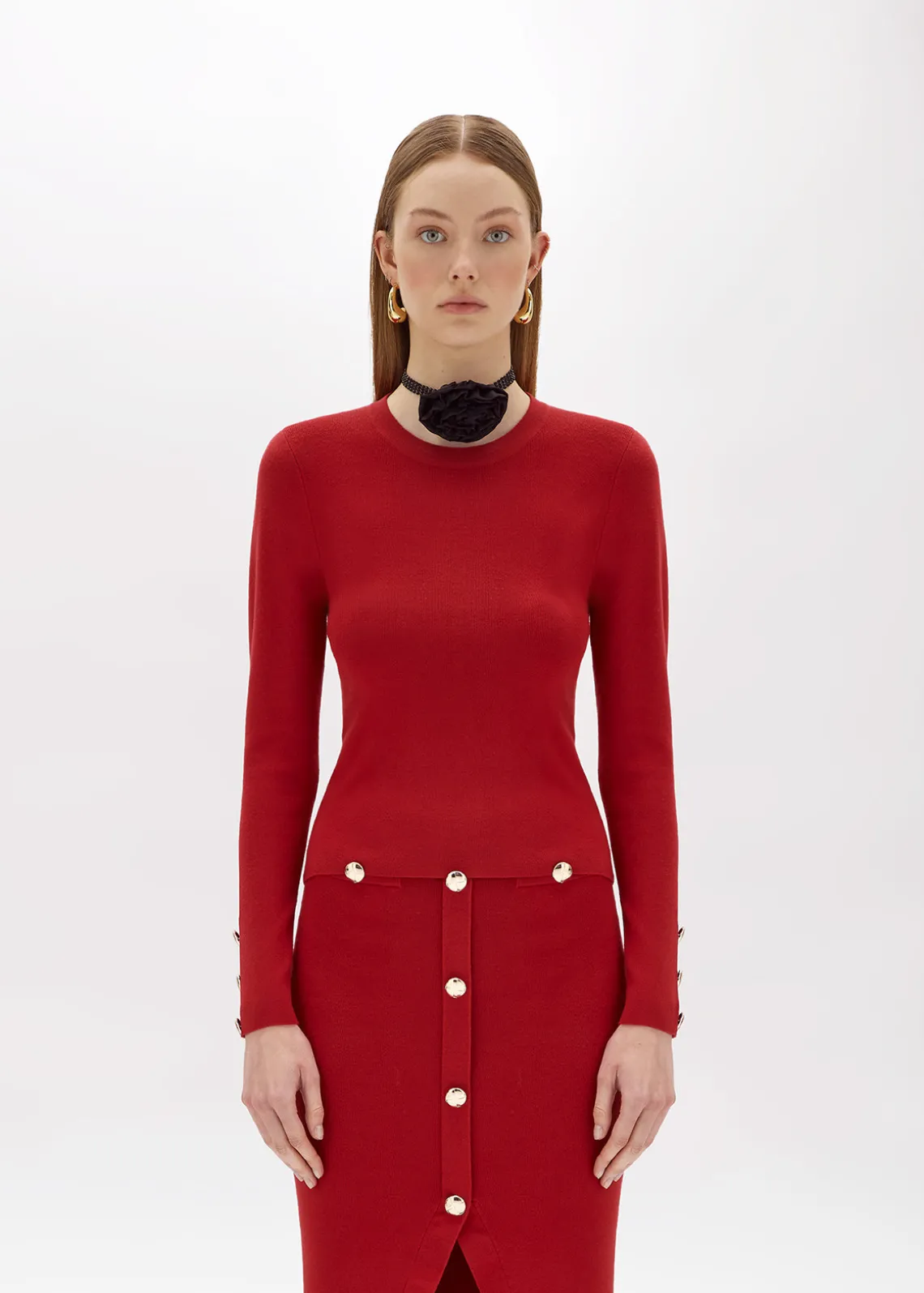 FITTED SWEATER WITH JEWEL BUTTONS