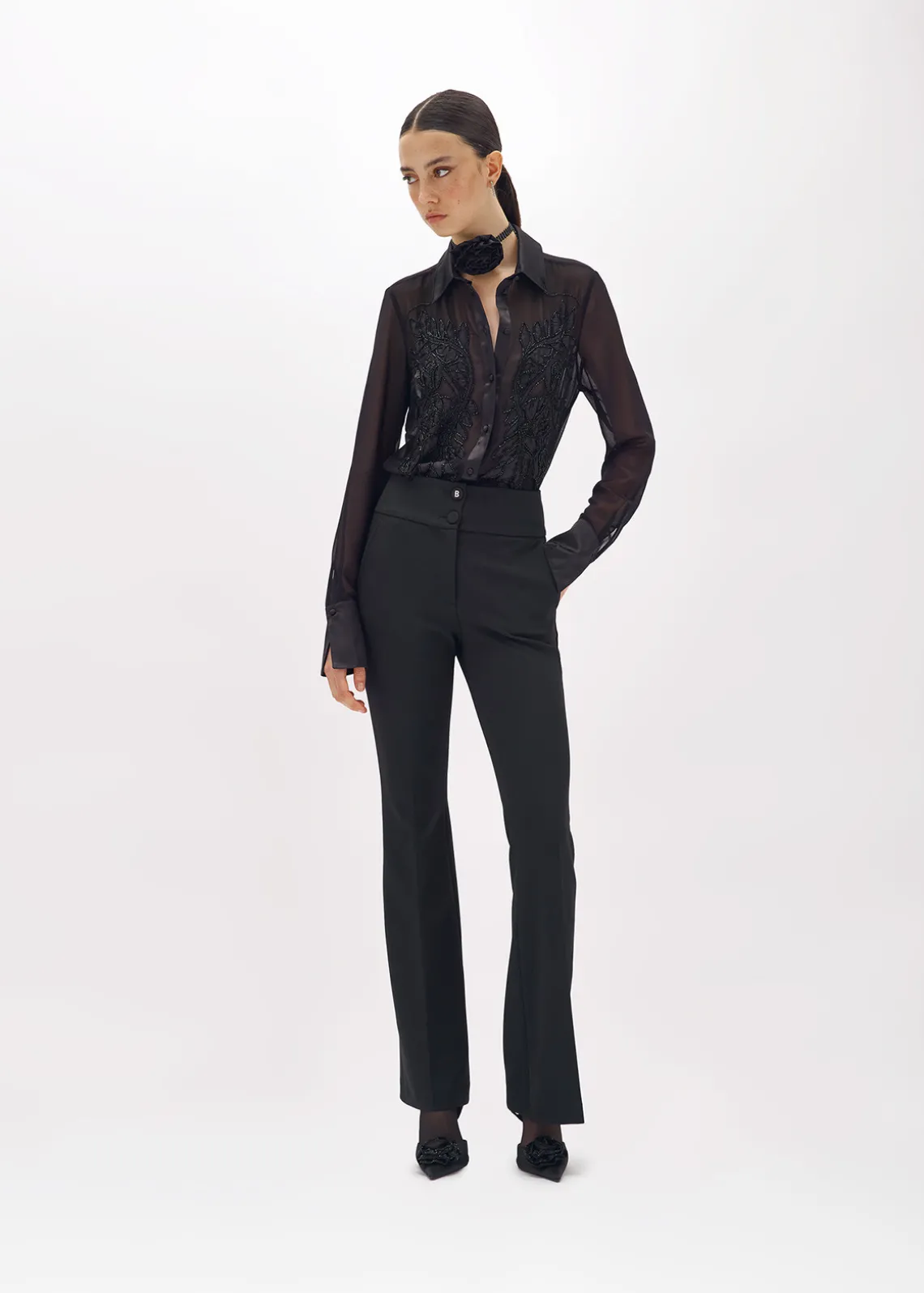 FLARE PANTS IN STRETCH CRÊPE