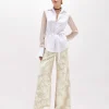 FLARED PANTS IN FLORAL JACQUARD