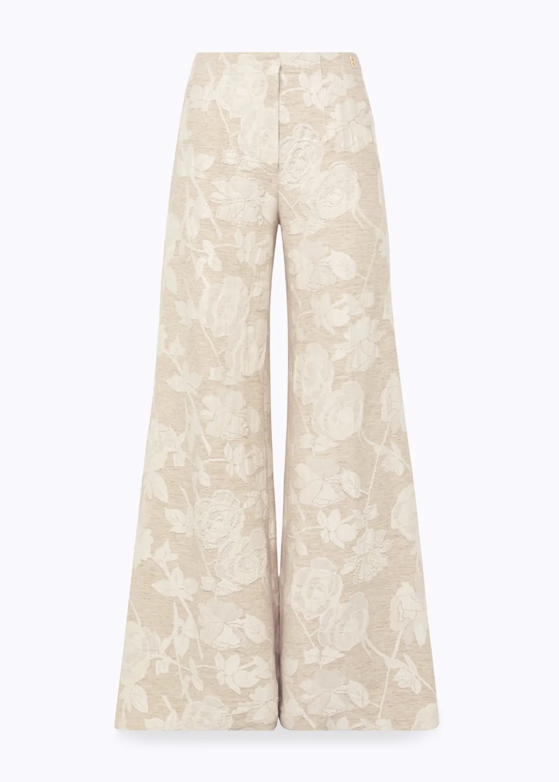 FLARED PANTS IN FLORAL JACQUARD
