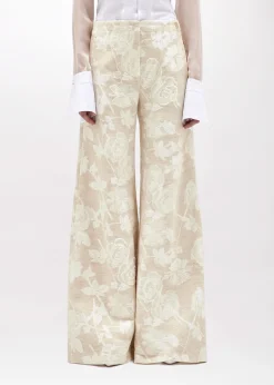 FLARED PANTS IN FLORAL JACQUARD