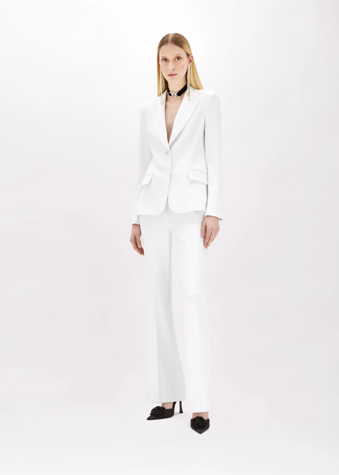 Flared pants in stretch crêpe