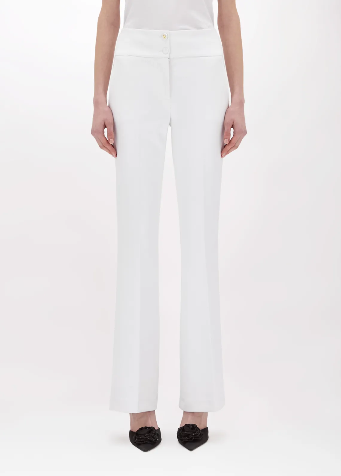 Flared pants in stretch crêpe