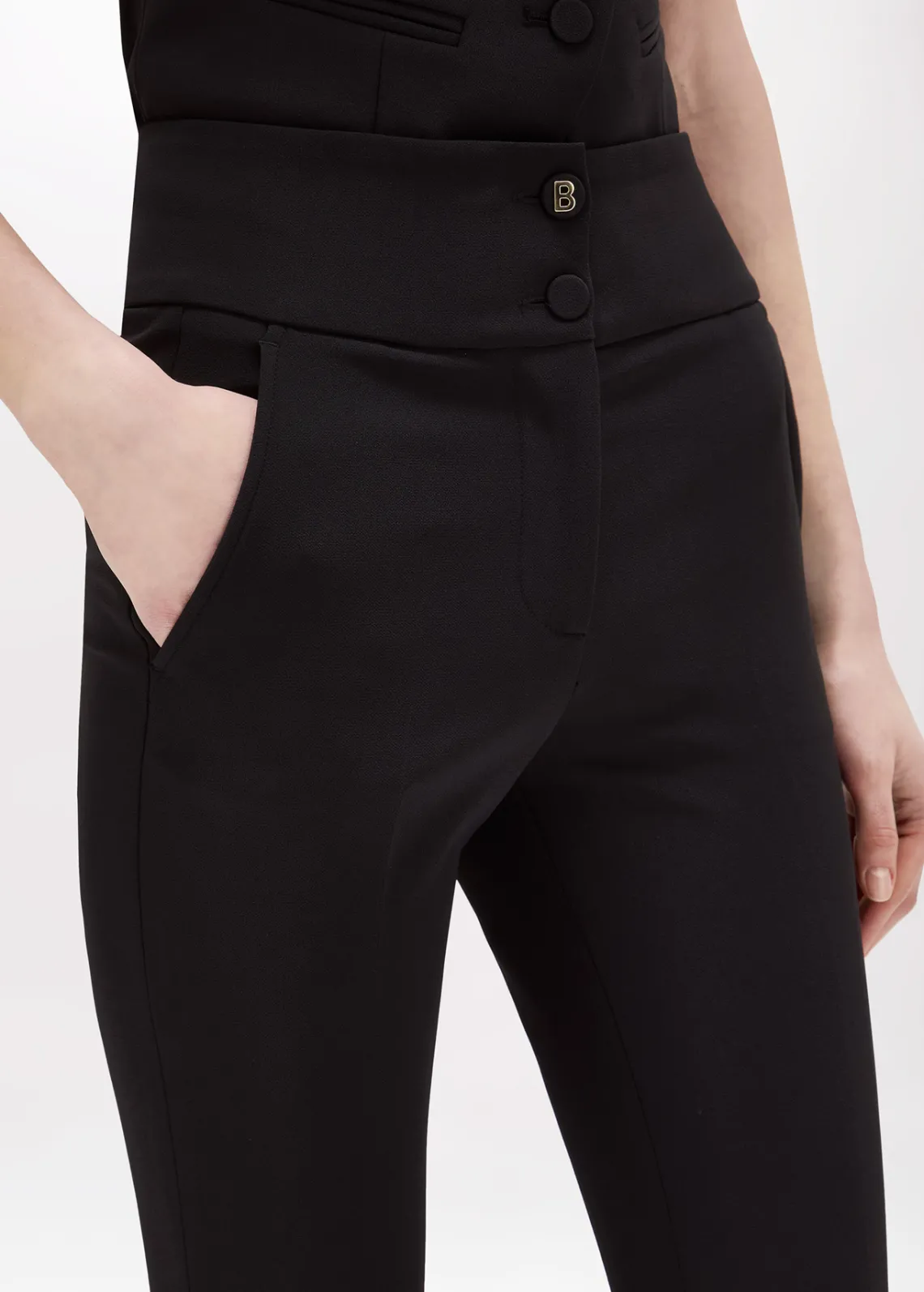 Flared pants in stretch crêpe