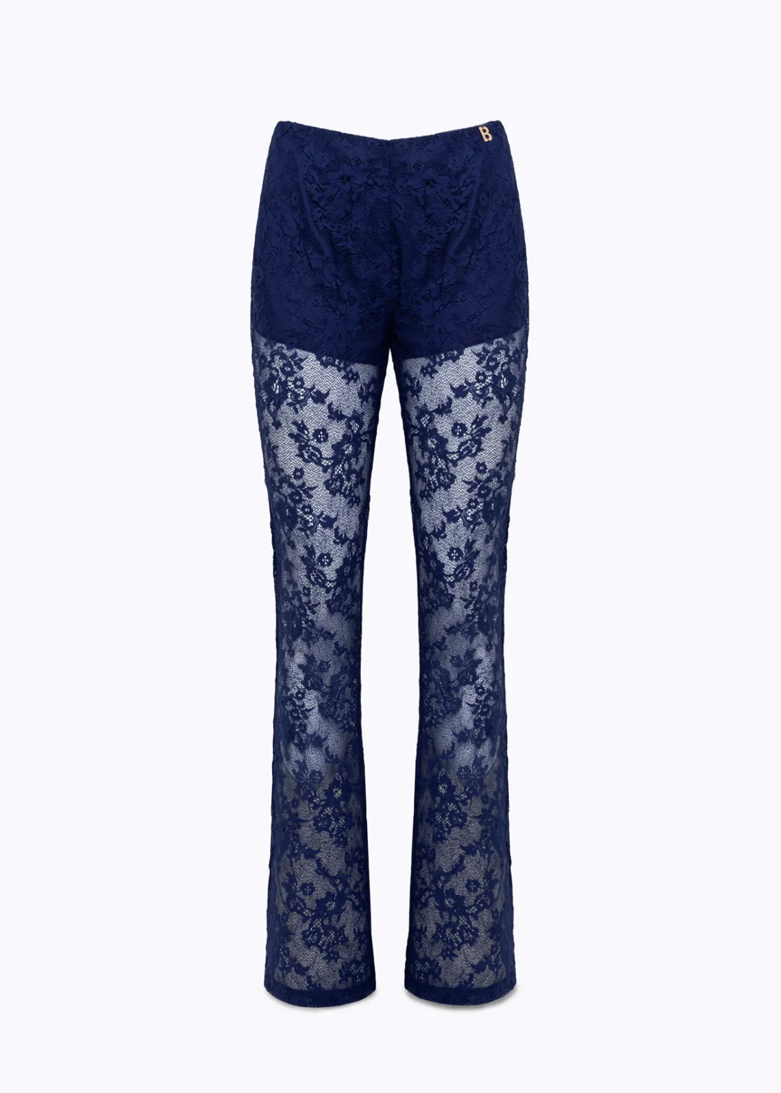 Flared pants in stretch lace