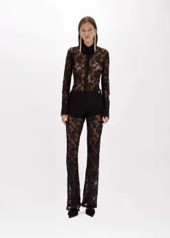 Flared pants in stretch lace