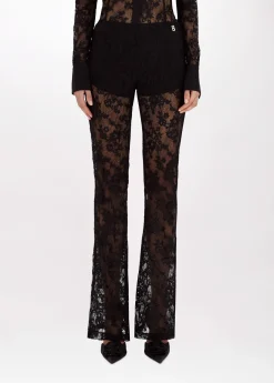 Flared pants in stretch lace