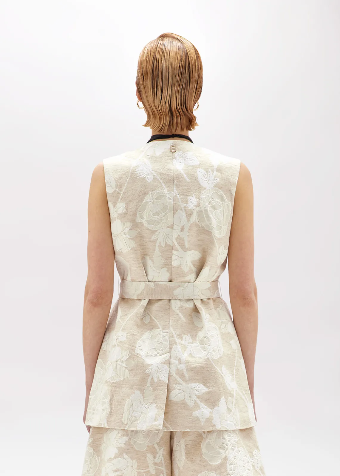 FLORAL JACQUARD BLAZER VEST