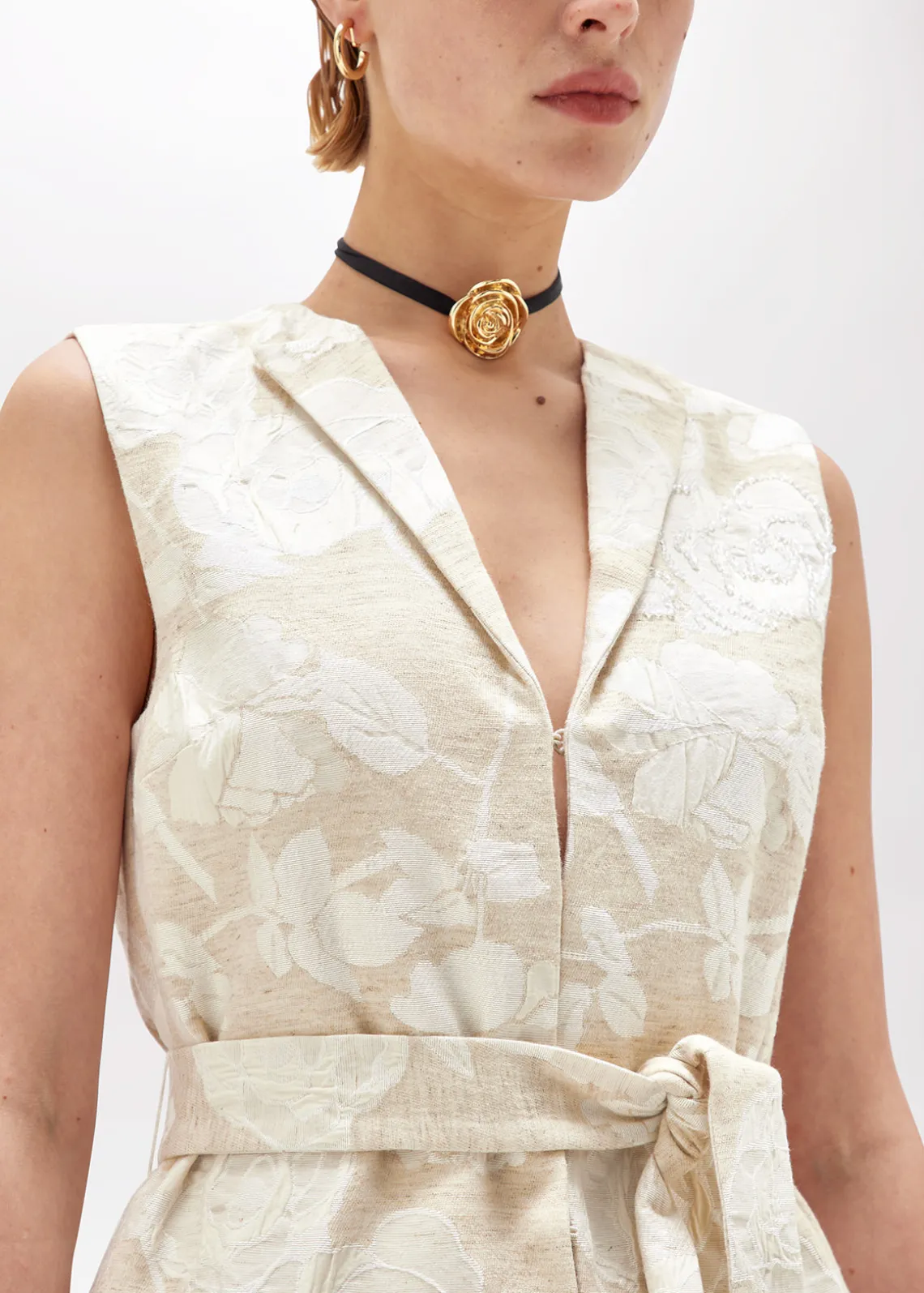FLORAL JACQUARD BLAZER VEST