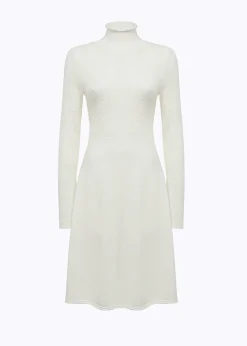 FLORAL LACE STITCH MOCK NECK DRESS