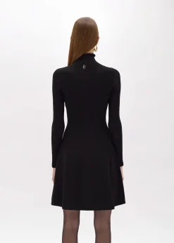 FLORAL LACE STITCH MOCK NECK DRESS