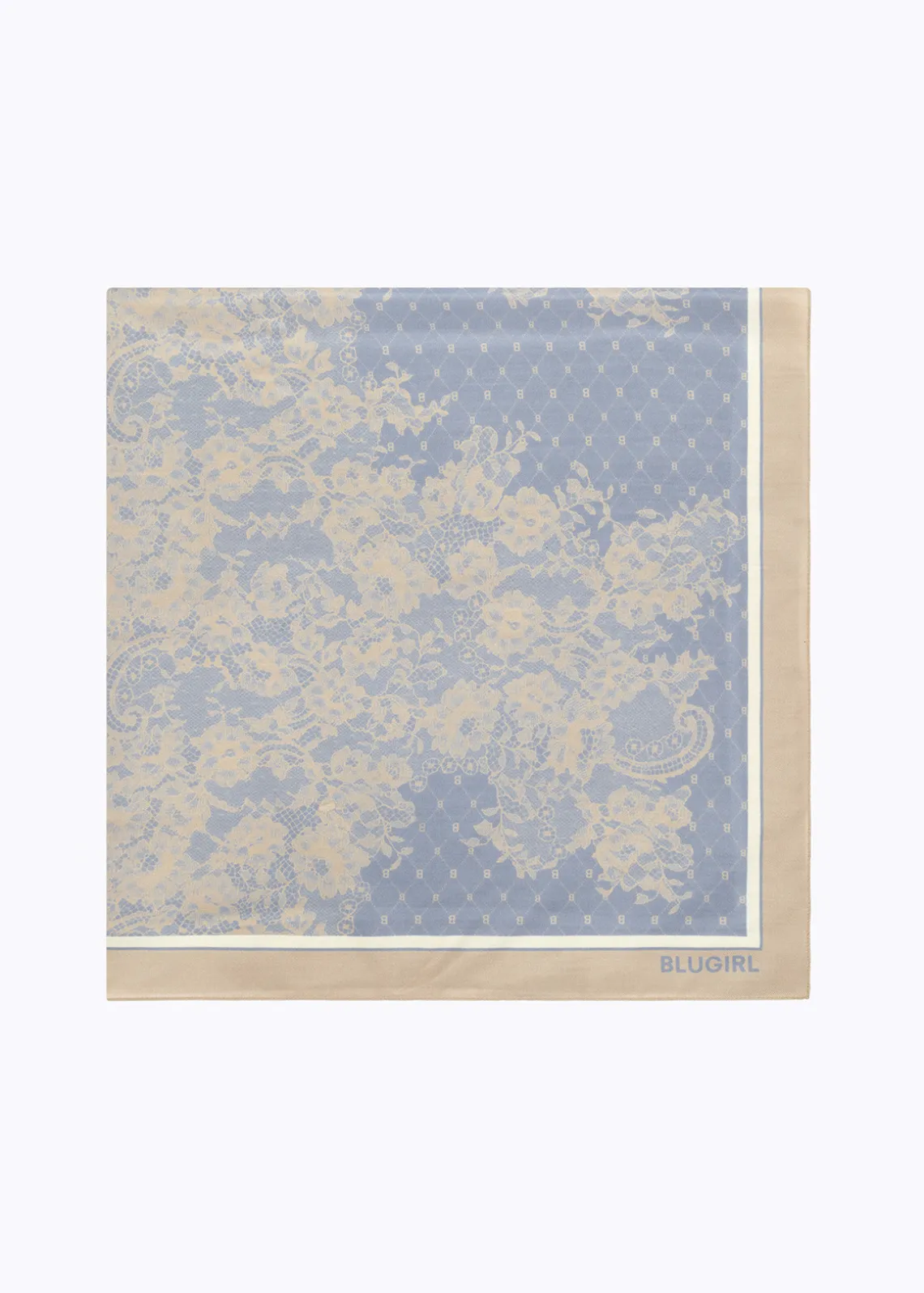 FOULARD SCARF WITH LACE EFFECT PRINT
