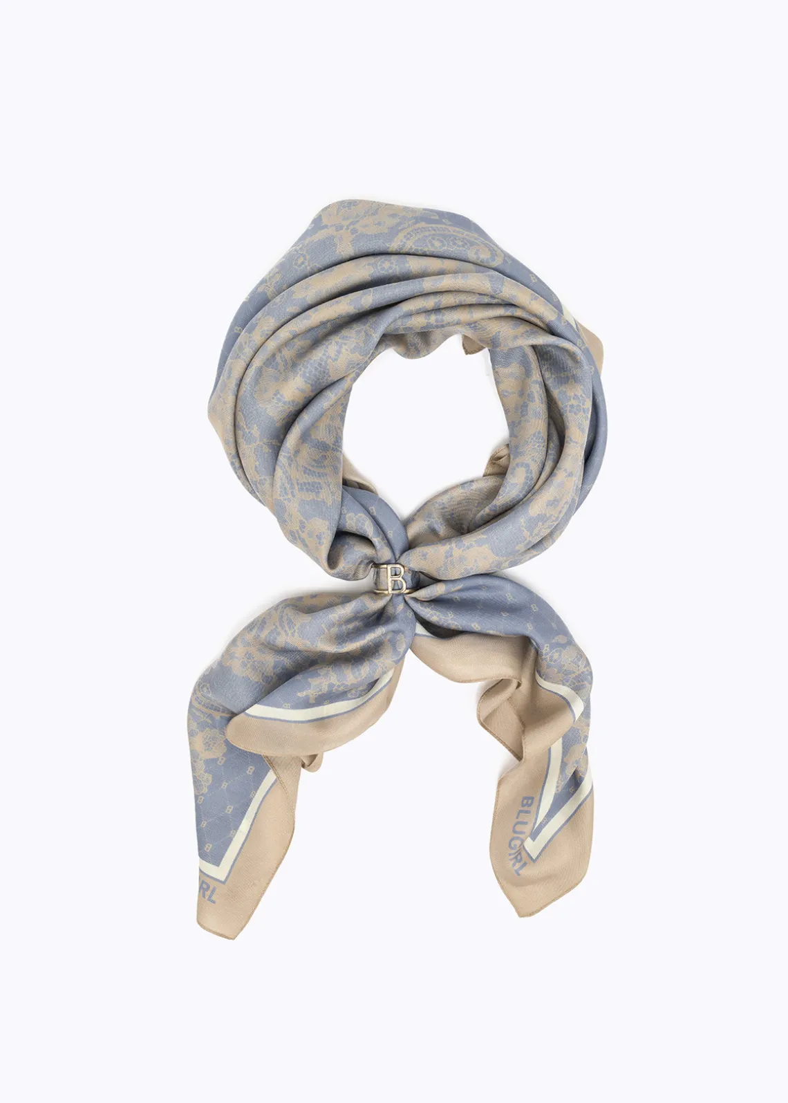 FOULARD SCARF WITH LACE EFFECT PRINT