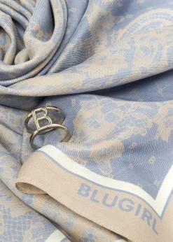 FOULARD SCARF WITH LACE EFFECT PRINT