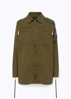 GABARDINE JACKET WITH EMBROIDERED PATCH