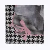 HOUNDSTOOTH PRINT SCARF WITH ROSE