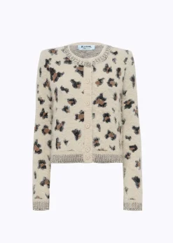 JACQUARD ANIMALIER PRINT CARDIGAN WITH RHINESTONES