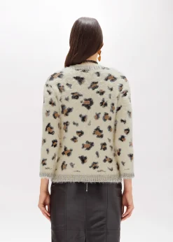 JACQUARD ANIMALIER PRINT SWEATER WITH RHINESTONES