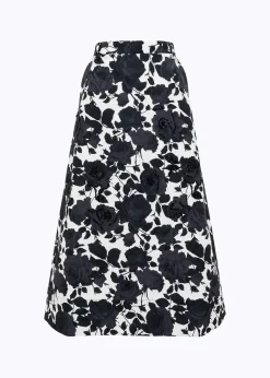 JACQUARD MIDI SKIRT WITH ROSES