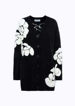JACQUARD OVERSIZED CARDIGAN WITH ROSES