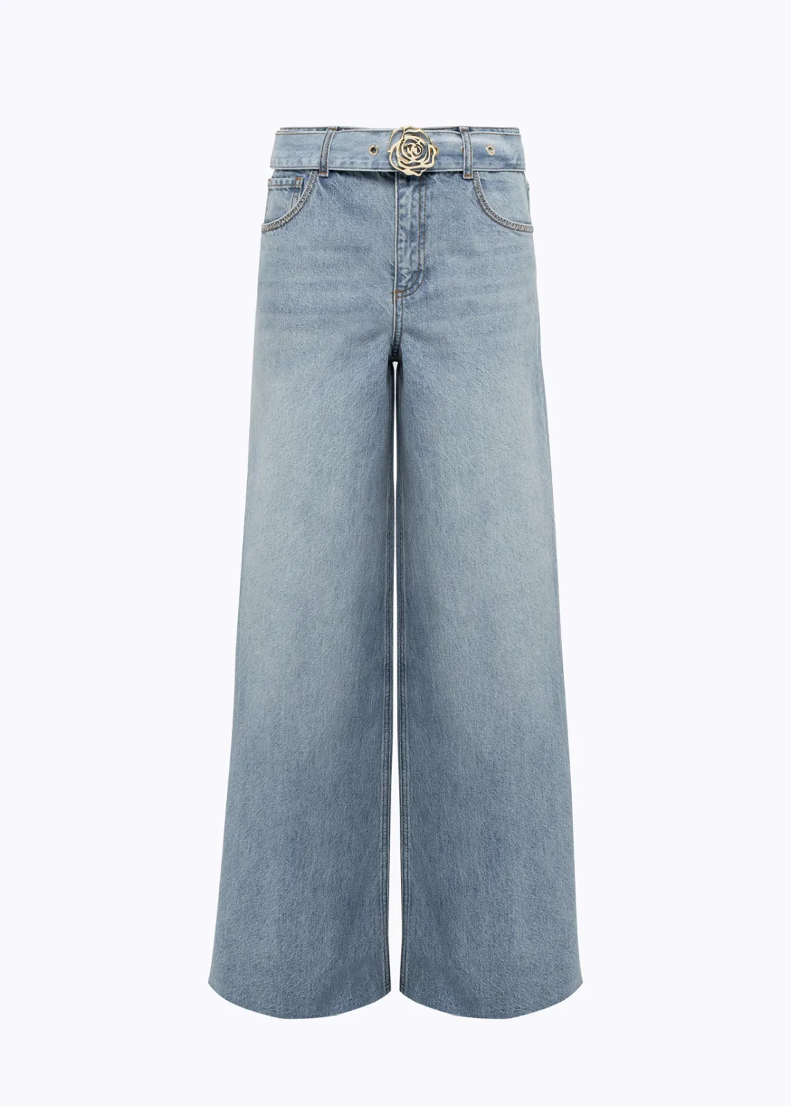 Jeans in denim with rhinestones