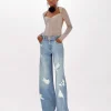 Jeans in denim with rhinestones