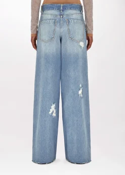 Jeans in denim with rhinestones