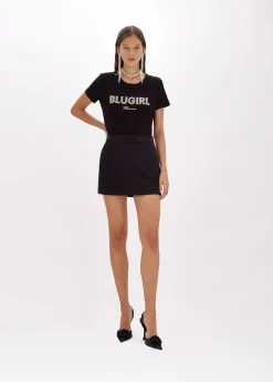 Jersey T-shirt with studs and logo