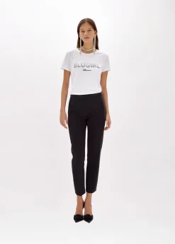 Jersey T-shirt with studs and logo
