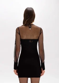 KNIT AND TULLE DRESS WITH ROSES