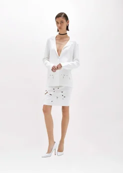 KNIT BLAZER WITH ROSE EMBROIDERY