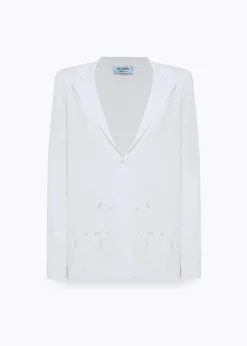 KNIT BLAZER WITH ROSE EMBROIDERY