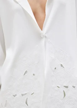 KNIT BLAZER WITH ROSE EMBROIDERY