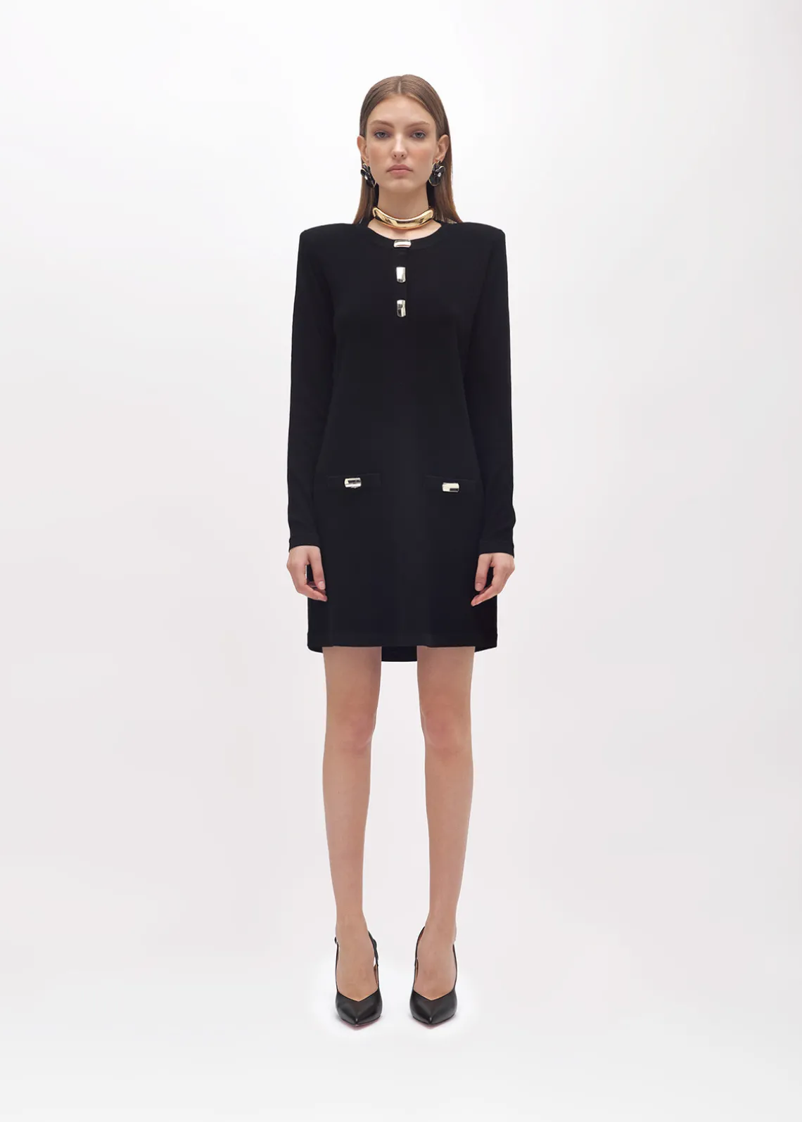 KNIT DRESS WITH JEWEL BUTTONS