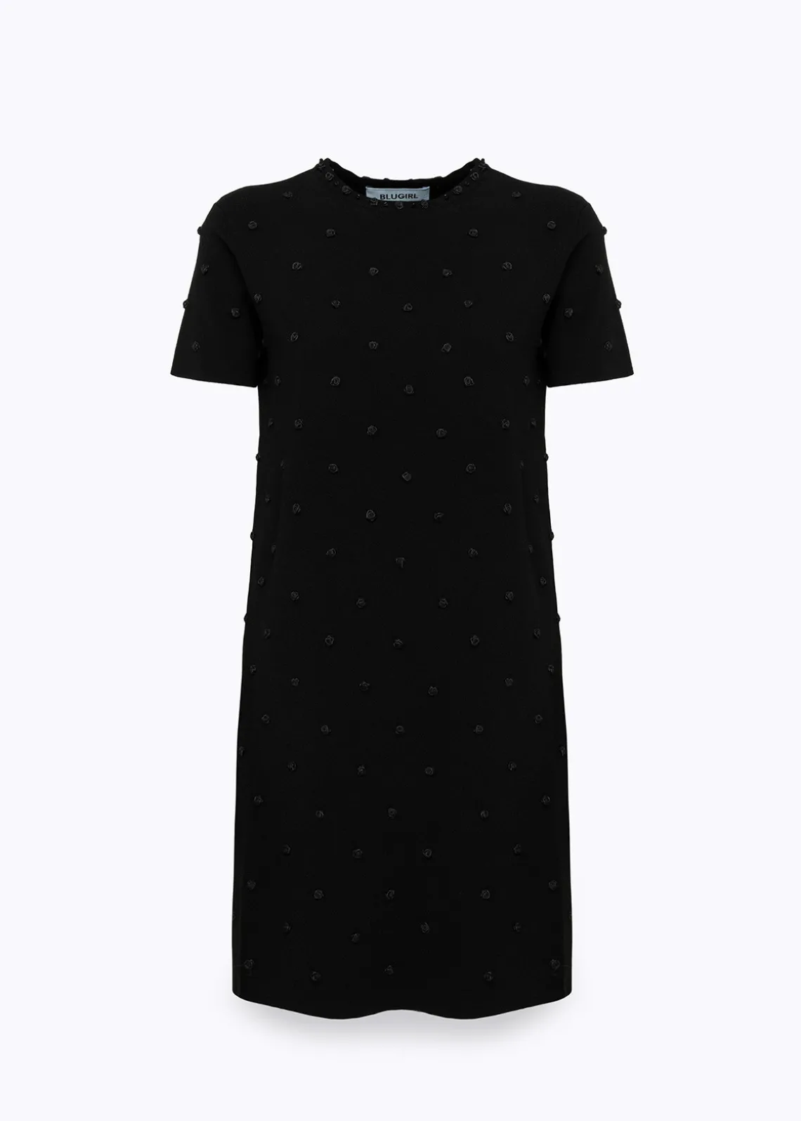 KNIT DRESS WITH ROSE EMBROIDERY AND CORAL BEAD DETAILS
