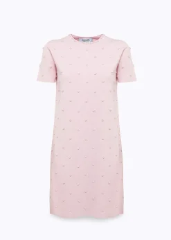 KNIT DRESS WITH ROSE EMBROIDERY AND CORAL BEAD DETAILS