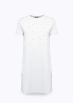 KNIT DRESS WITH ROSE EMBROIDERY AND CORAL BEAD DETAILS