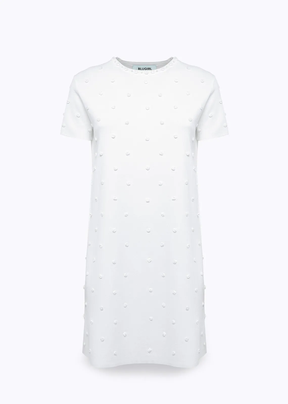 KNIT DRESS WITH ROSE EMBROIDERY AND CORAL BEAD DETAILS
