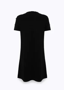 KNIT DRESS WITH ROSE EMBROIDERY AND CORAL BEAD DETAILS
