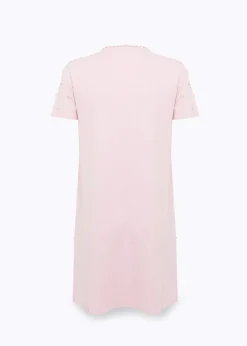 KNIT DRESS WITH ROSE EMBROIDERY AND CORAL BEAD DETAILS