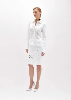 KNIT SHIRT WITH ROSE EMBROIDERY