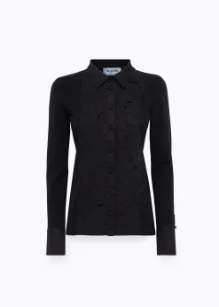 KNIT SHIRT WITH ROSE EMBROIDERY