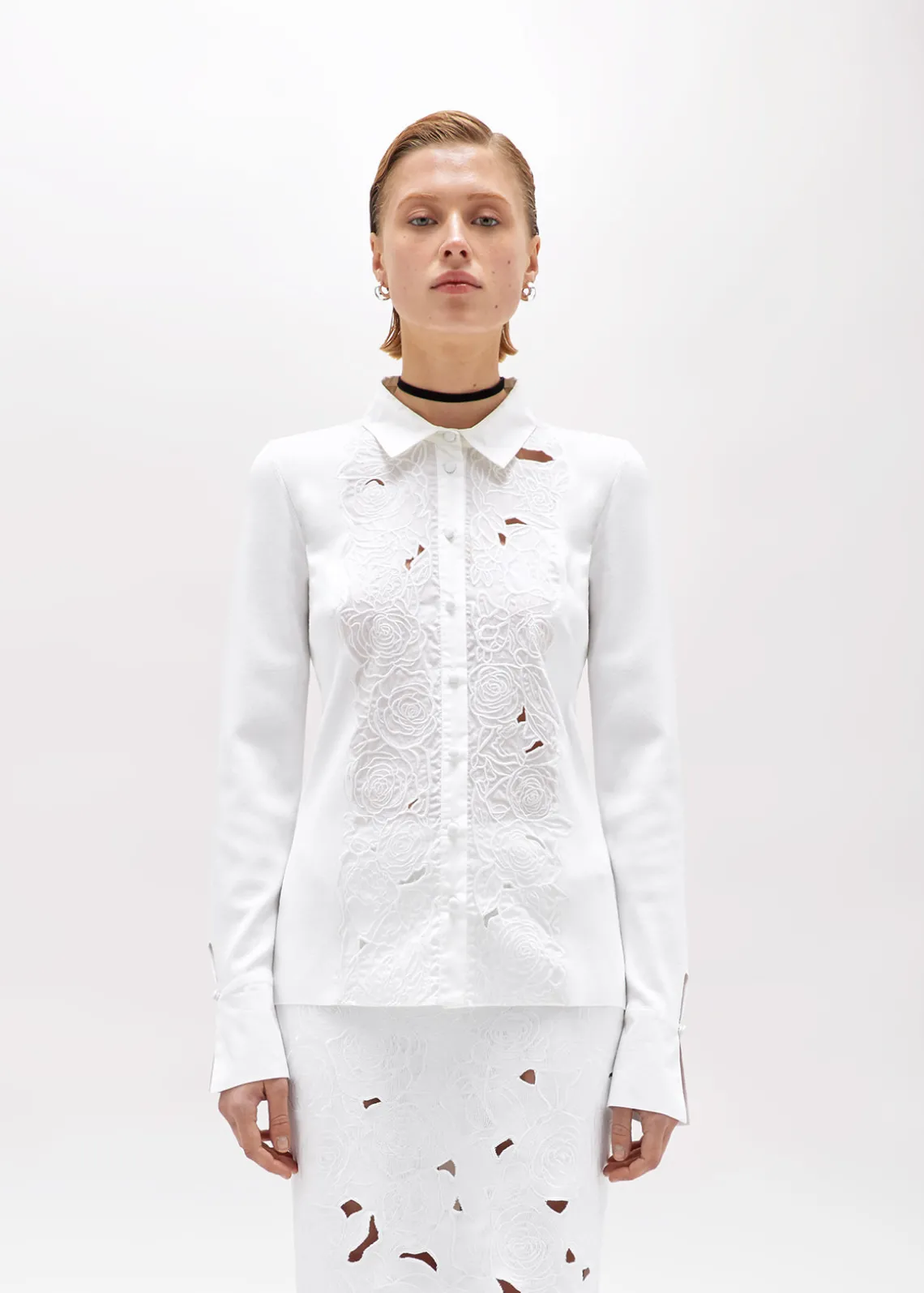 KNIT SHIRT WITH ROSE EMBROIDERY