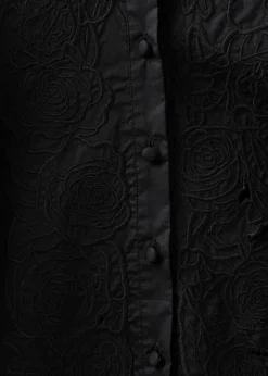 KNIT SHIRT WITH ROSE EMBROIDERY