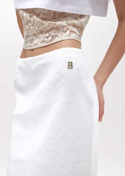 KNIT SKIRT WITH FLORAL EMBROIDERY